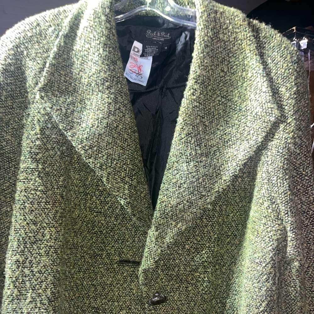 Peck & Peck Wool Blend Boucle Jacket Wide Lapel SZ 4 Women